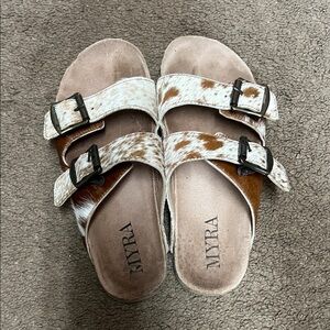 Myra Bag Brown and White Sandals